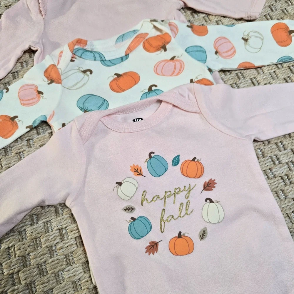 Baby Girl Pumpkin Fall Long Sleeve Bodysuit Set Bundle Baby Gap HB 0-3M